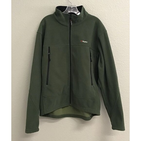 Polartec Cold Weather Fleece Mens Large Green Full Zip Green - Picture 1 of 6